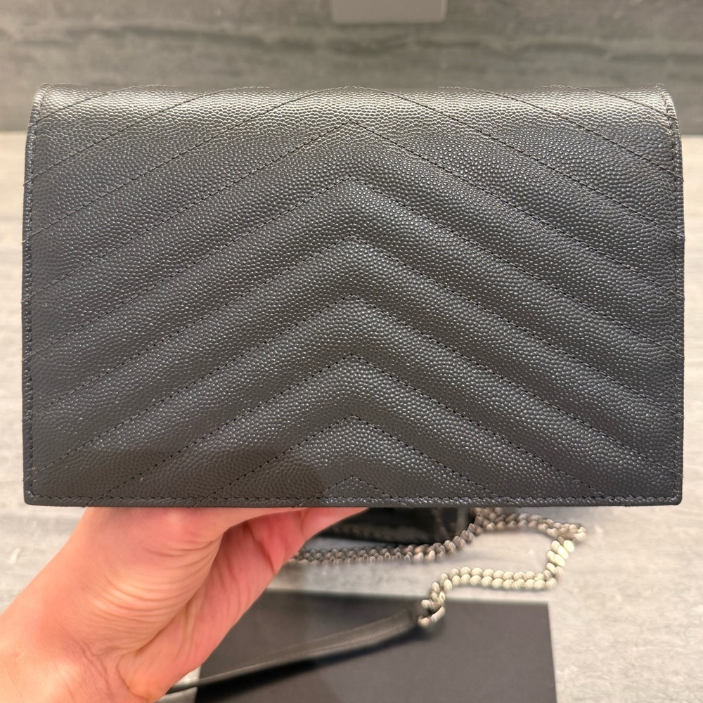 Saint Laurent Black Quilted Leather Monogram Crossbody Bag - Picture 3 of 14